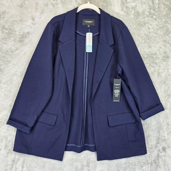 Liverpool Los Angeles Blazer Womens 1X Navy Princess Darts Boyfriend LY1210M42 - Picture 1 of 16